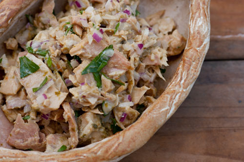 Albacore tuna salad. This would be great inside an avocado or a tomato as well. Or, it was delicious just eaten with a fork!